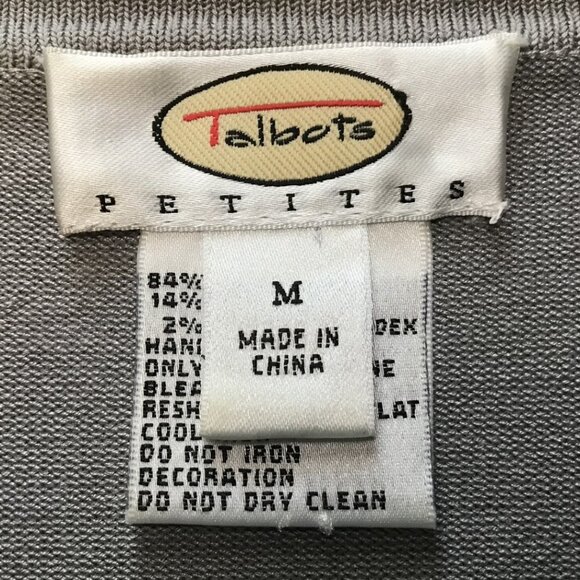 Talbots Petites Gray Beaded Silk Blend Twinset - Picture 2 of 16